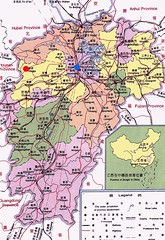 Jiangxi map: Tonggu & Nanchang marked