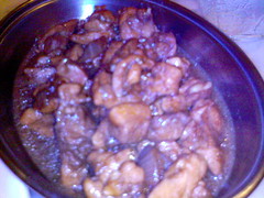 Mank Na Adoba Sa Gata (chicken cooked with soya sauce, vinegar and coconut milk)