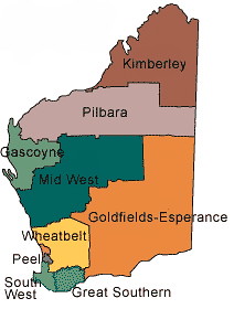Western Australia Regions Map