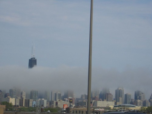 Hancock in clouds