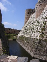 The view along the only existing moat showing the inner defensive walls.