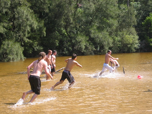 the boys play in the colo river